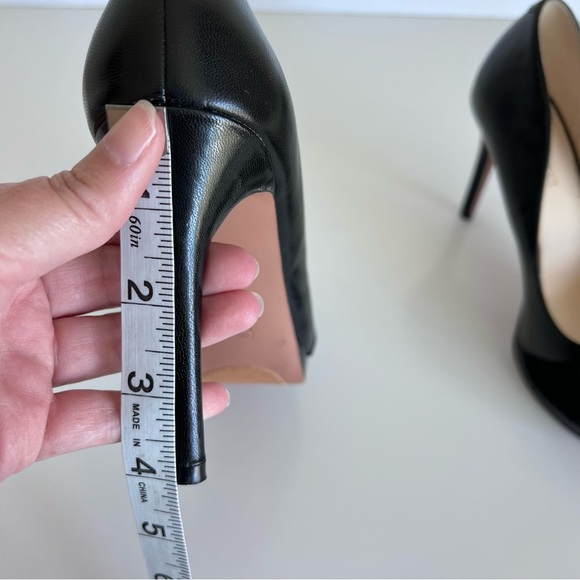 Nine West Fealey Peep Toe Leather Black Platform Pumps - Picture 13 of 14